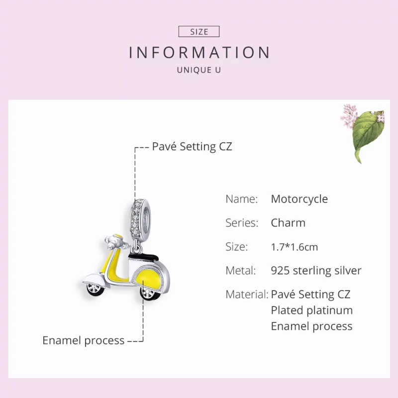 (image pour) Charm Pendant Style PANDORA Moto - BSC136 - Afficher 7