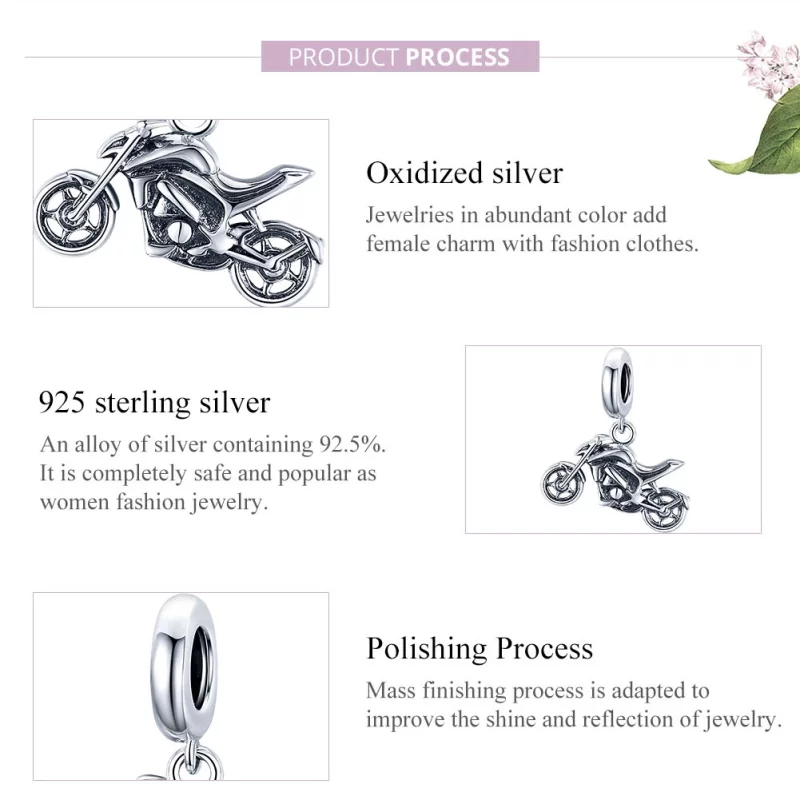 (image pour) Charm Pendant Style PANDORA Moto - SCC1712 - Afficher 7