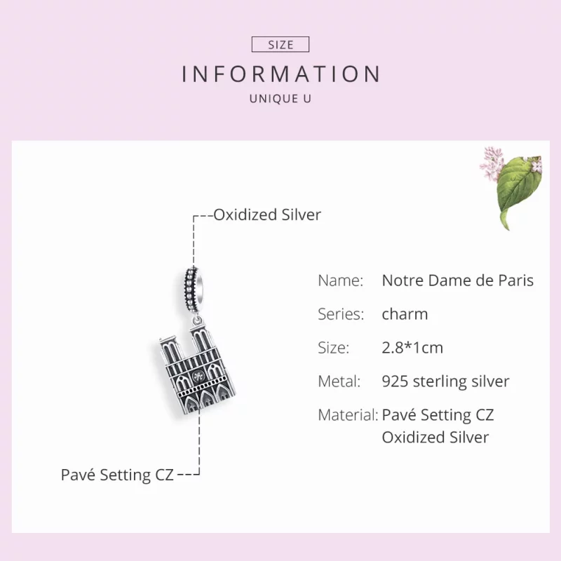 (image pour) Charm Pendant Style PANDORA Motre Dame De Paris - SCC1328 - Afficher 7