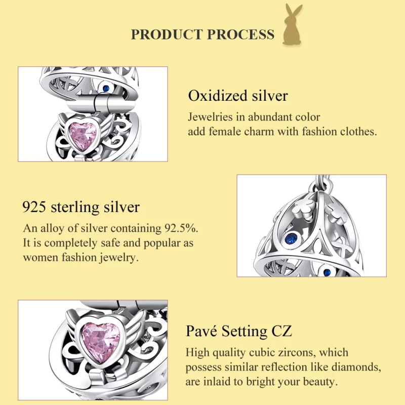 (image pour) Charm Pendant Style PANDORA Oeuf de Pâques avec trésor - SCC1465 - Afficher 7