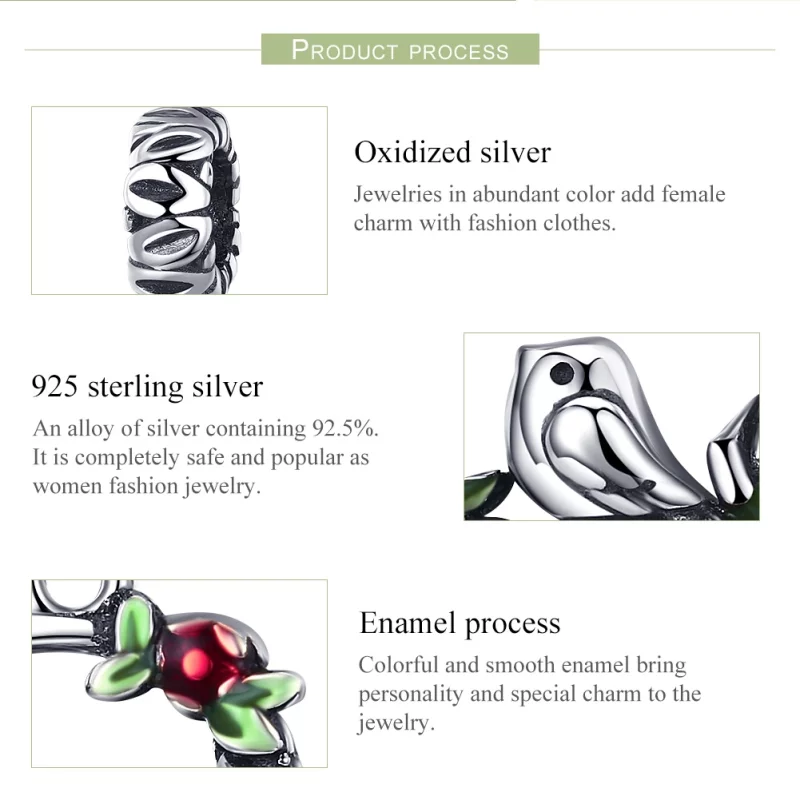 (image pour) Charm Pendant Style PANDORA Oiseau de printemps - SCC645 - Afficher 6