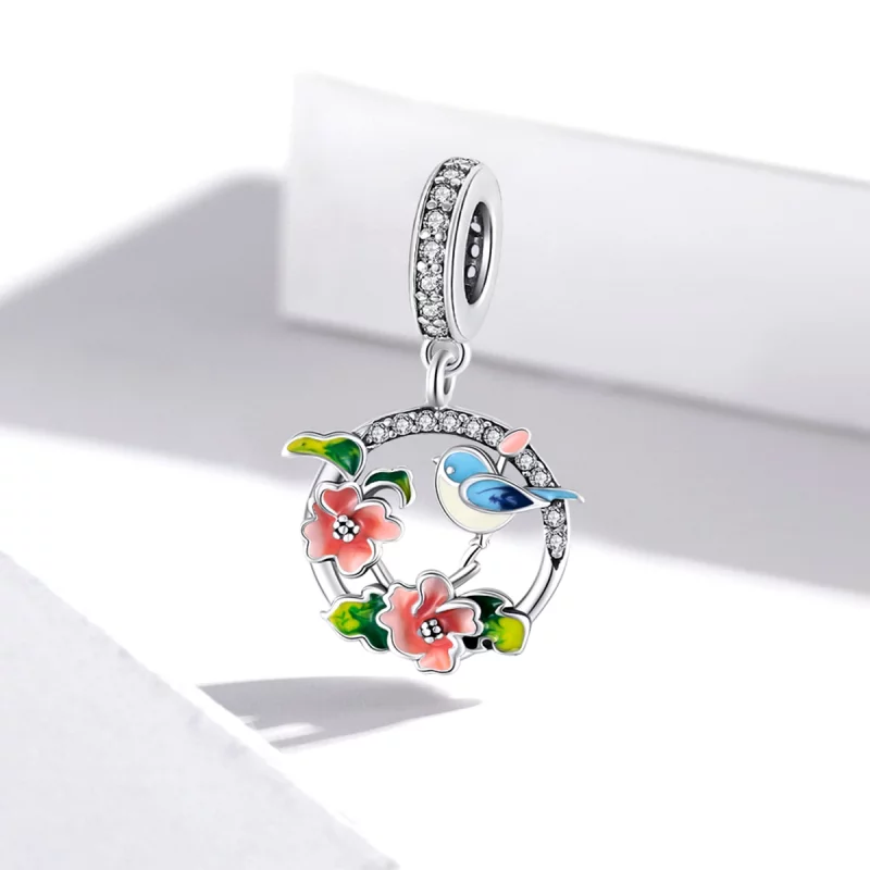(image pour) Charm Pendant Style PANDORA Oiseaux & Fleurs - SCC1726 - Afficher 2