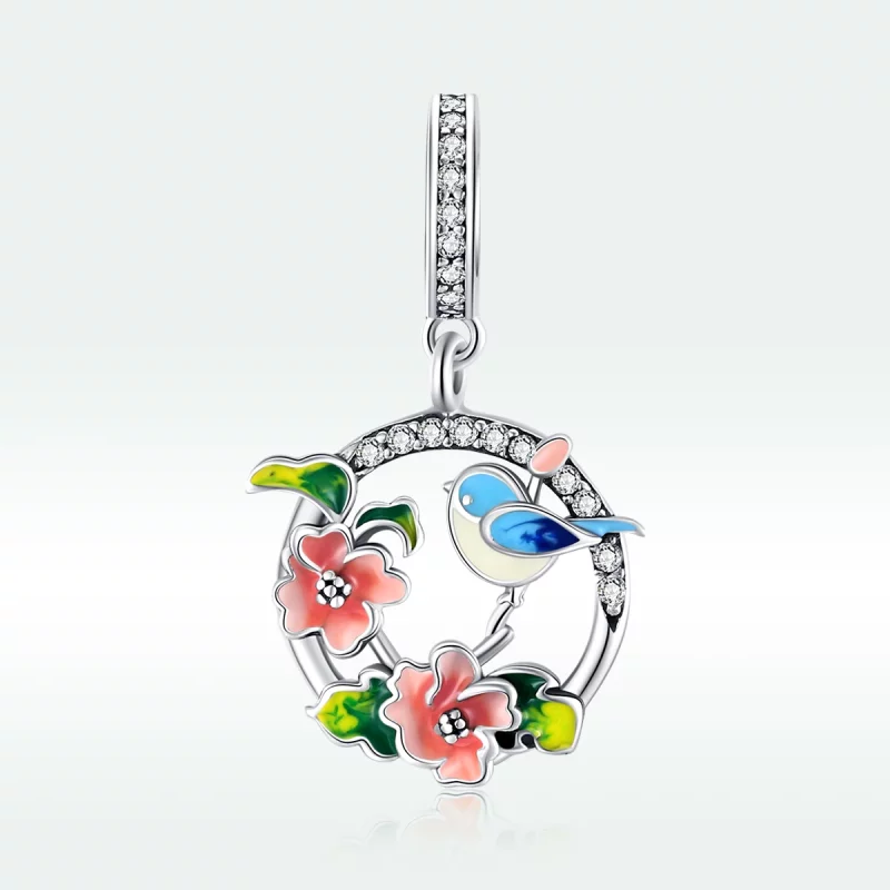 (image pour) Charm Pendant Style PANDORA Oiseaux & Fleurs - SCC1726 - Afficher 5