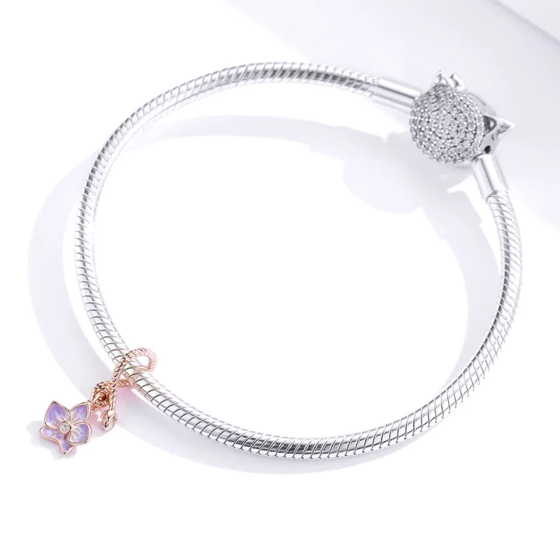 (image pour) Charm Pendant Style PANDORA Orchidée - BSC287 - Afficher 2