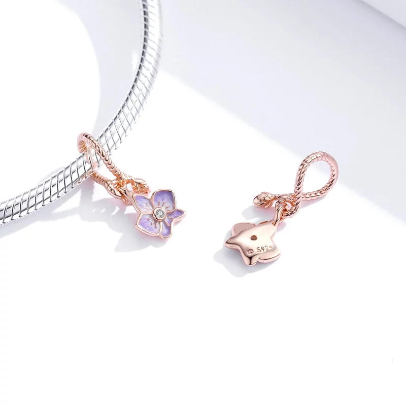 (image pour) Charm Pendant Style PANDORA Orchidée - BSC287 - Afficher 3