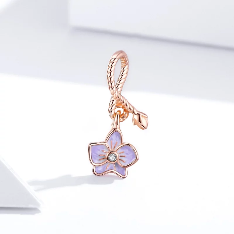 (image pour) Charm Pendant Style PANDORA Orchidée - BSC287 - Afficher 4