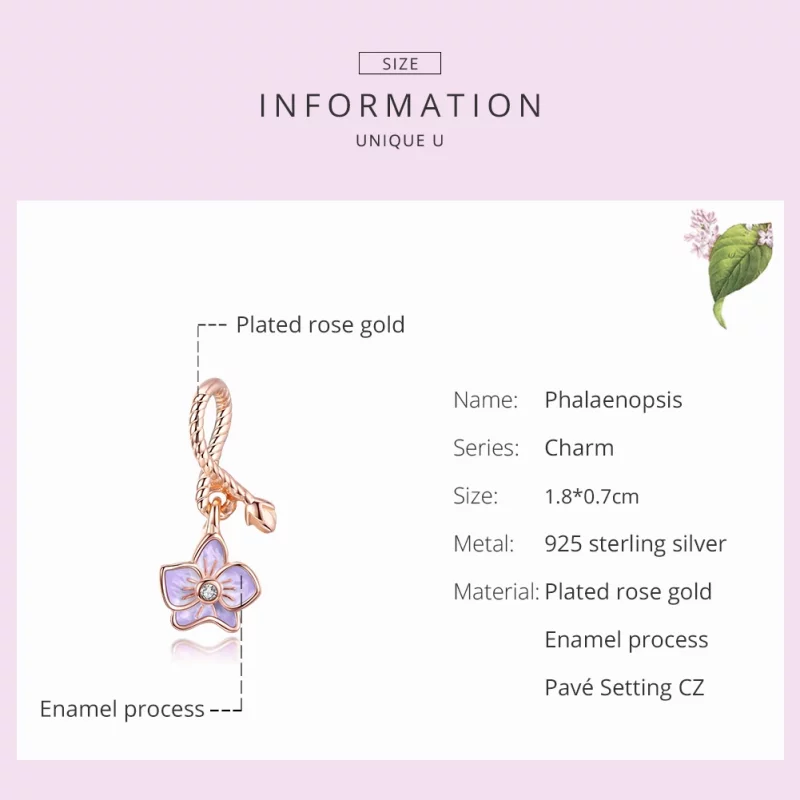 (image pour) Charm Pendant Style PANDORA Orchidée - BSC287 - Afficher 7