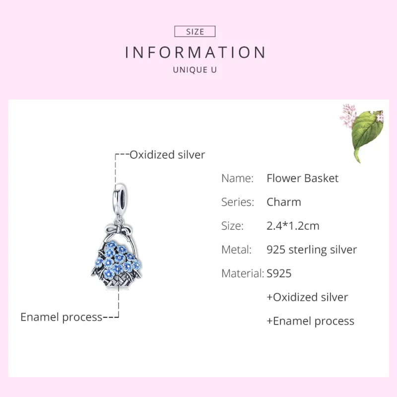 (image pour) Charm Pendant Style PANDORA Panier de fleurs - SCC1717 - Afficher 6