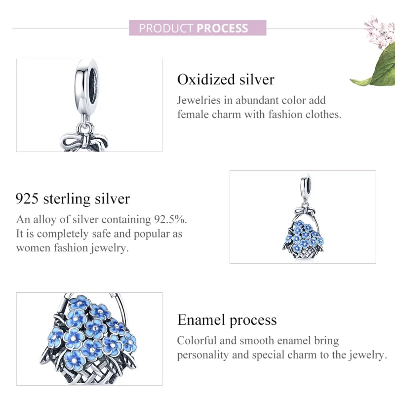 (image pour) Charm Pendant Style PANDORA Panier de fleurs - SCC1717 - Afficher 7