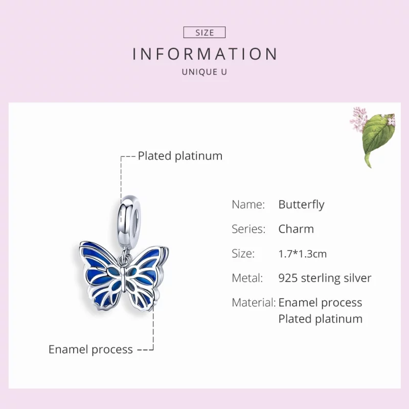 (image pour) Charm Pendant Style PANDORA Papillon - BSC149 - Afficher 7