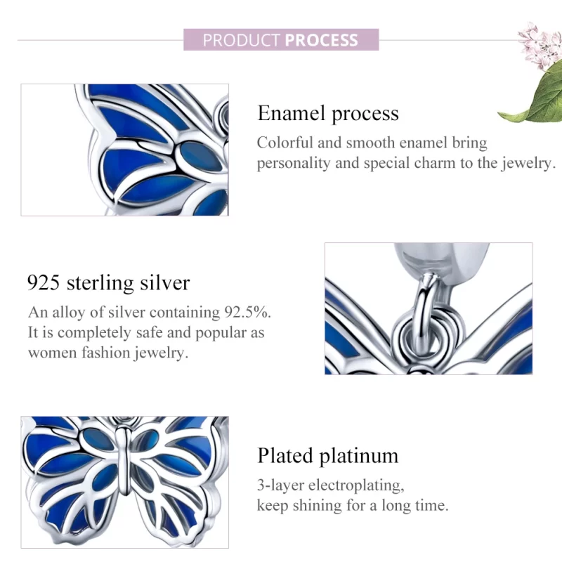 (image pour) Charm Pendant Style PANDORA Papillon - BSC149 - Afficher 8