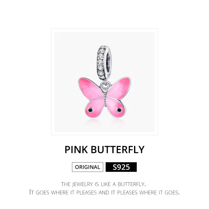 (image pour) Charm Pendant Style PANDORA Papillon rose - SCC1728 - Afficher 6