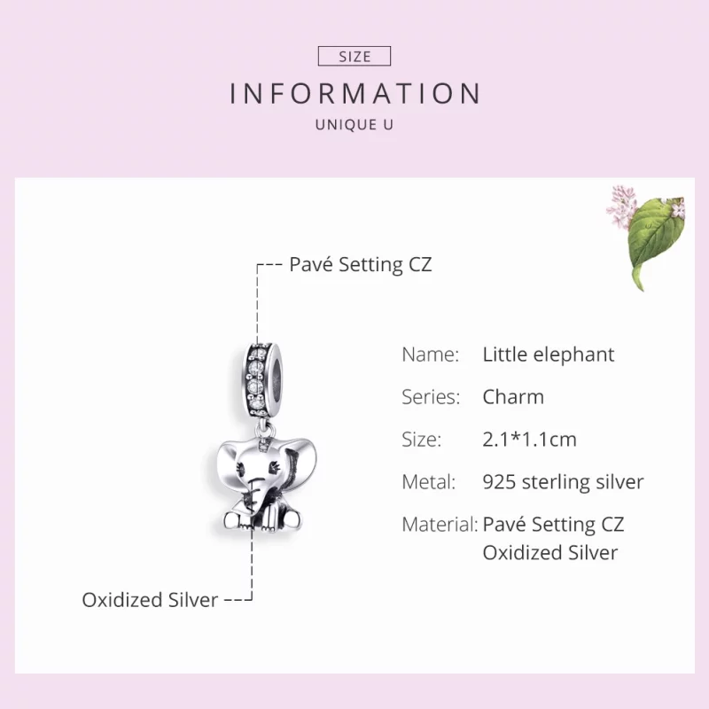 (image pour) Charm Pendant Style PANDORA petit éléphant - SCC1338 - Afficher 7