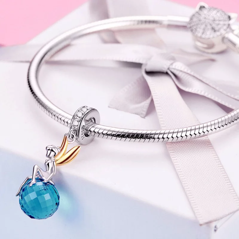 (image pour) Charm Pendant Style PANDORA Planète Elfe Bicolore - BSC056 - Afficher 4