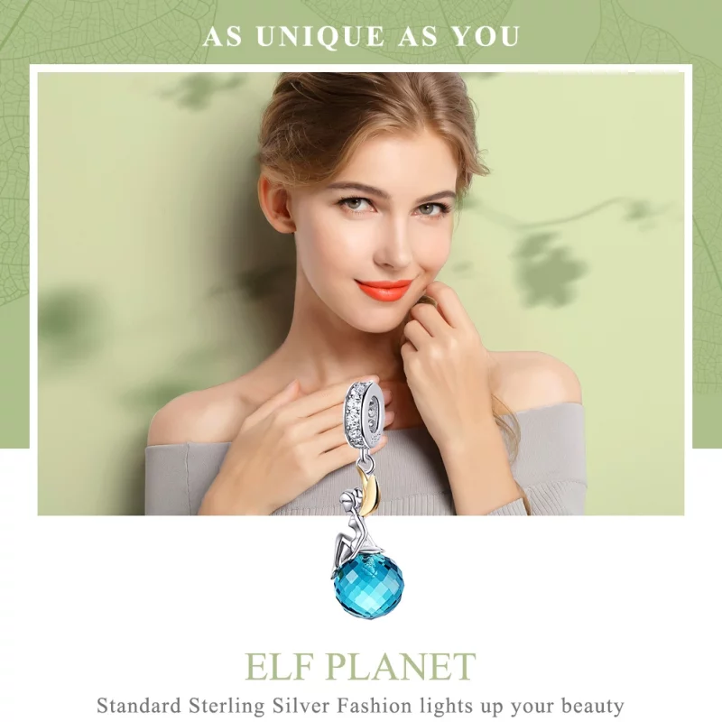 (image pour) Charm Pendant Style PANDORA Planète Elfe Bicolore - BSC056 - Afficher 6