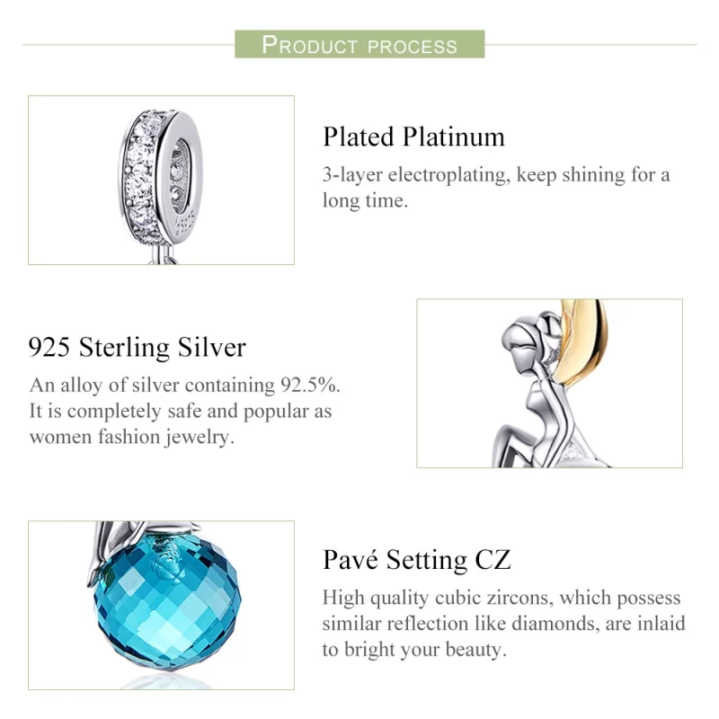 (image pour) Charm Pendant Style PANDORA Planète Elfe Bicolore - BSC056 - Afficher 7