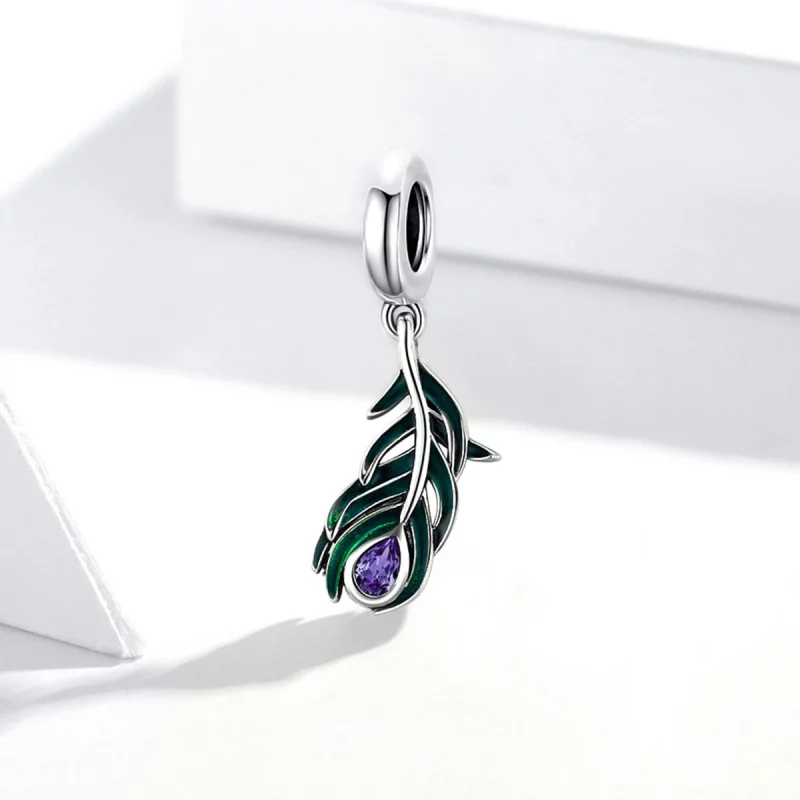 (image pour) Charm Pendant Style PANDORA Plume de paon - SCC1704 - Afficher 2