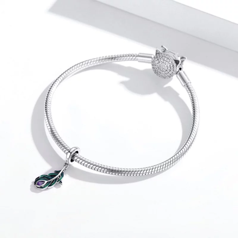 (image pour) Charm Pendant Style PANDORA Plume de paon - SCC1704 - Afficher 3