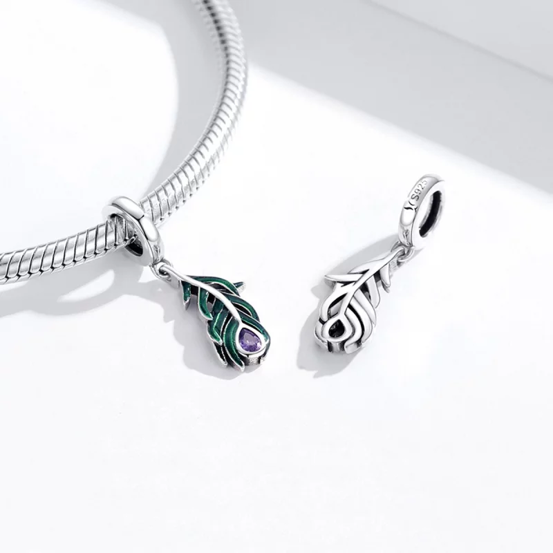 (image pour) Charm Pendant Style PANDORA Plume de paon - SCC1704 - Afficher 4
