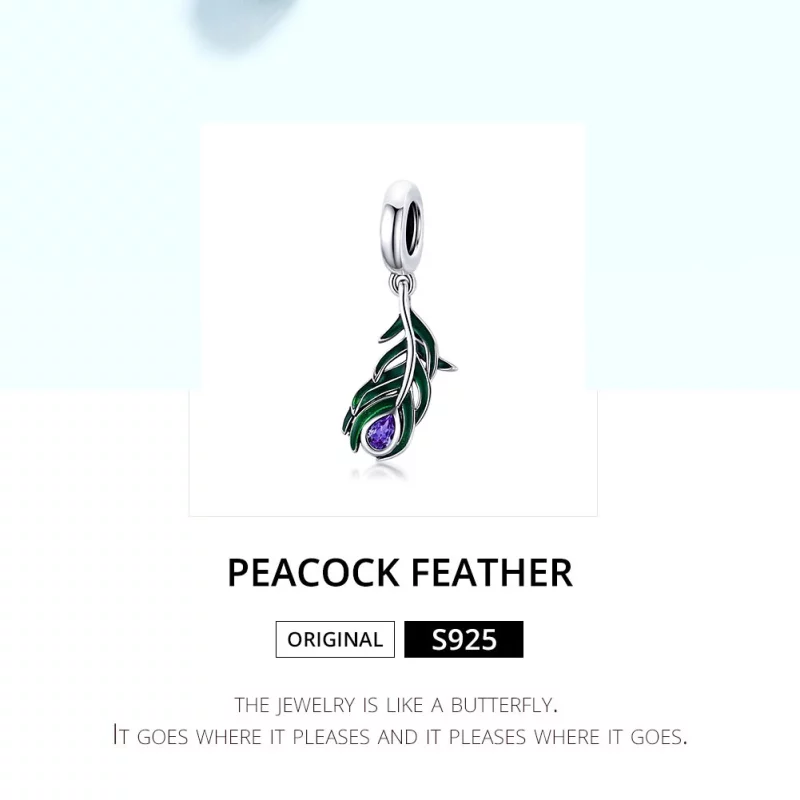 (image pour) Charm Pendant Style PANDORA Plume de paon - SCC1704 - Afficher 6