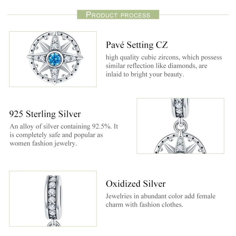 (image pour) Charm Pendant Style PANDORA Polaris - SCC847 - Afficher 7