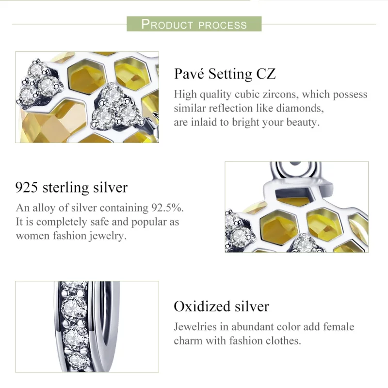 (image pour) Charm Pendant Style PANDORA Rayon de miel - SCC879 - Afficher 7