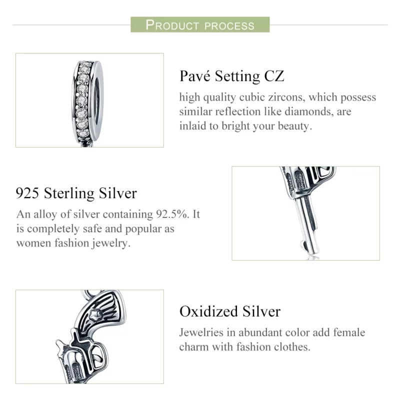 (image pour) Charm Pendant Style PANDORA Revolver - SCC508 - Afficher 6