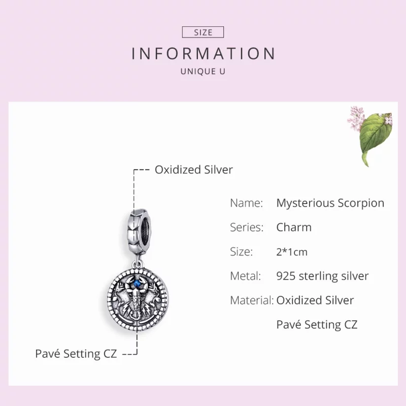 (image pour) Charm Pendant Style PANDORA Scorpion mystérieux - SCC1503 - Afficher 7