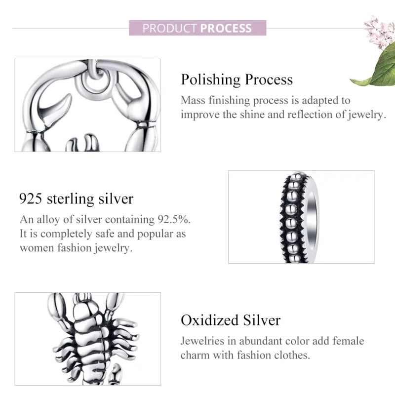 (image pour) Charm Pendant Style PANDORA Scorpion - SCC1329 - Afficher 8