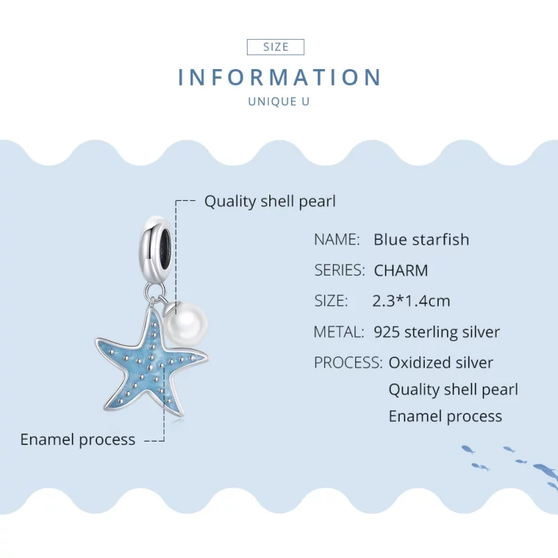(image pour) Charm Pendant Style PANDORA Étoile de mer bleue - SCC1807 - Afficher 8