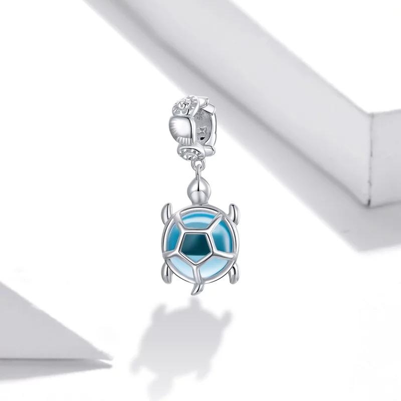 (image pour) Charm Pendant Style PANDORA Tortue bleue en verre de Murano - SCC1804 - Afficher 2