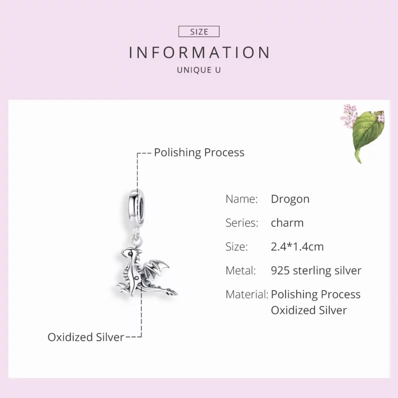 (image pour) Charm Pendant Style PANDORA Tu es un dragon magique - SCC1322 - Afficher 7