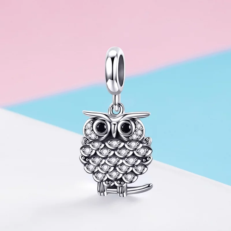 (image pour) Charm Pendant Style PANDORA Une chouette en herbe - SCC949 - Afficher 2
