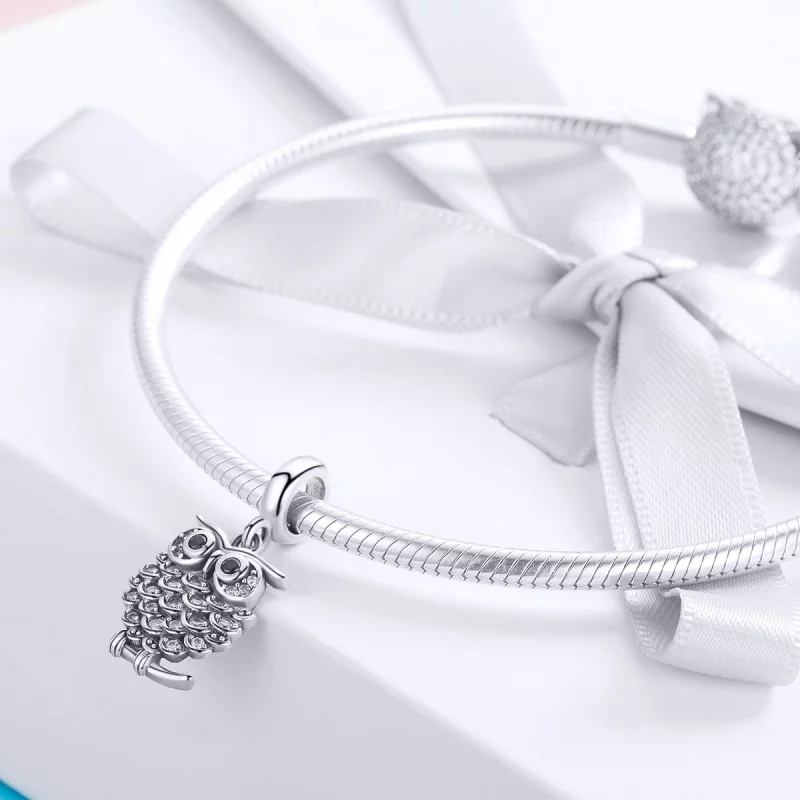 (image pour) Charm Pendant Style PANDORA Une chouette en herbe - SCC949 - Afficher 3