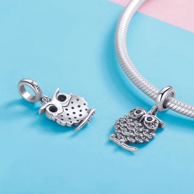 (image pour) Charm Pendant Style PANDORA Une chouette en herbe - SCC949 - Afficher 4