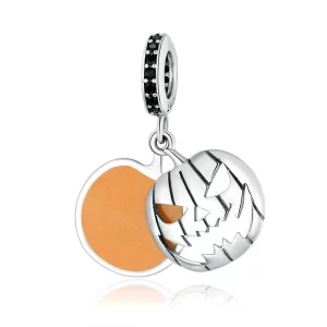 (image pour) Charm Pendant Style PANDORA Visage souriant de citrouille maléfique d'Halloween - SCC1620