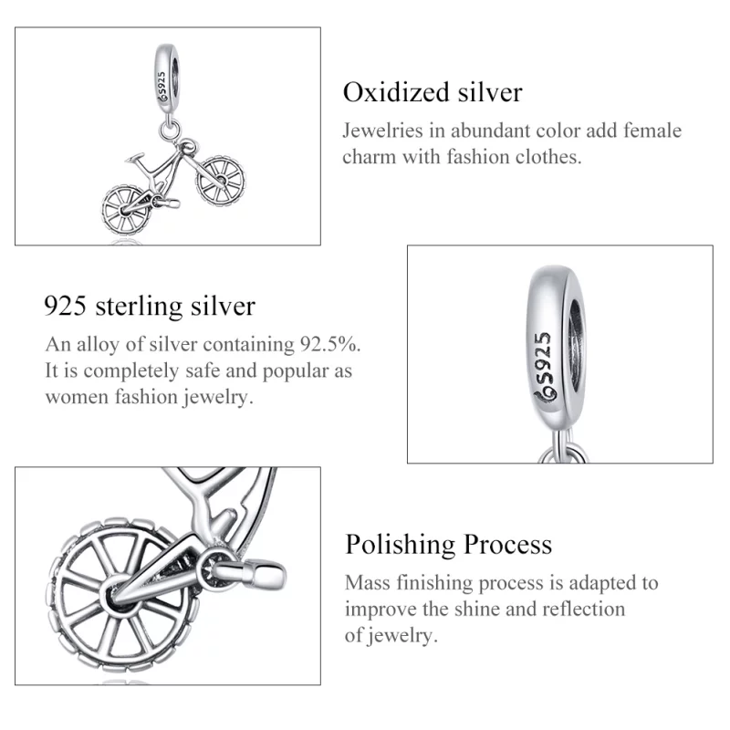 (image pour) Charm Pendant Style PANDORA Vélo - BSC384 - Afficher 7