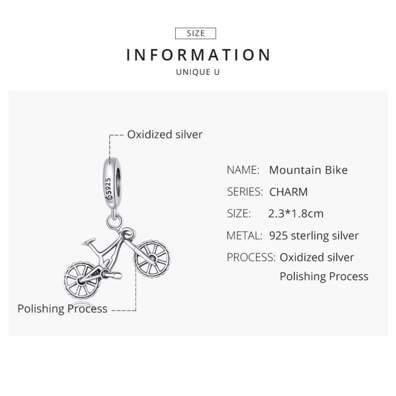 (image pour) Charm Pendant Style PANDORA Vélo - BSC384 - Afficher 8