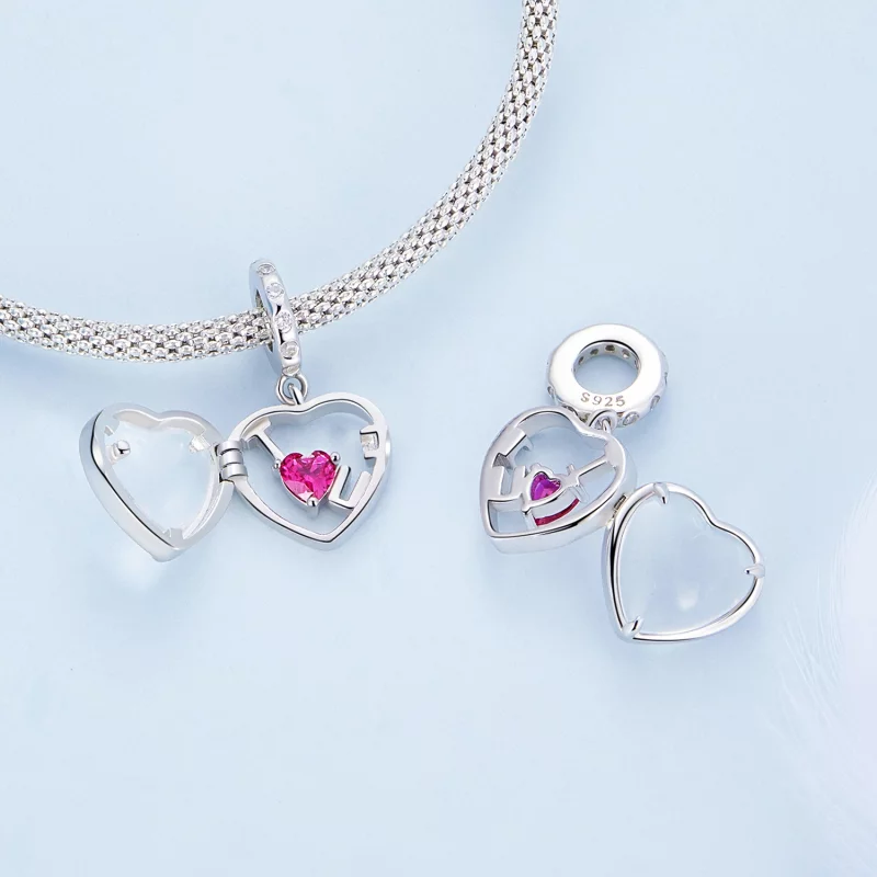 (image pour) Médaillon de style Pandora avec breloque "I love you" - BSC681 - Afficher 4