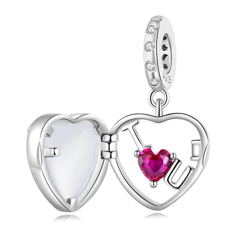 (image pour) Médaillon de style Pandora avec breloque "I love you" - BSC681