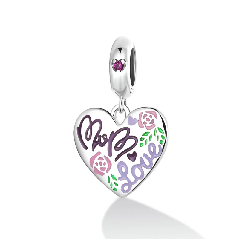 (image pour) Pandora Style Fête des Mères - Pendentif Coeurs Graffiti Colorés - BSC594 - Afficher 2