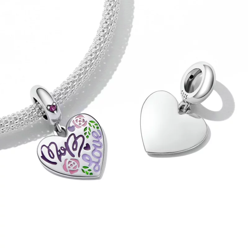 (image pour) Pandora Style Fête des Mères - Pendentif Coeurs Graffiti Colorés - BSC594 - Afficher 4