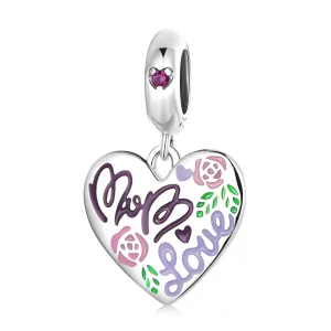 (image pour) Pandora Style Fête des Mères - Pendentif Coeurs Graffiti Colorés - BSC594
