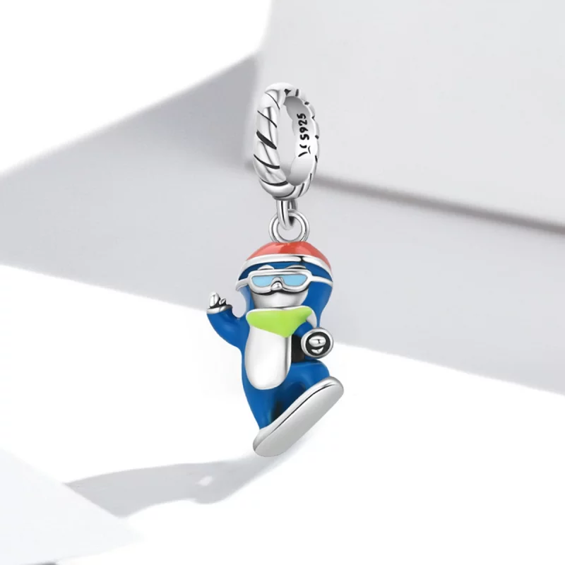(image pour) Pendentif à breloque style Pandora avec pingouin de ski - SCC2003 - Afficher 2