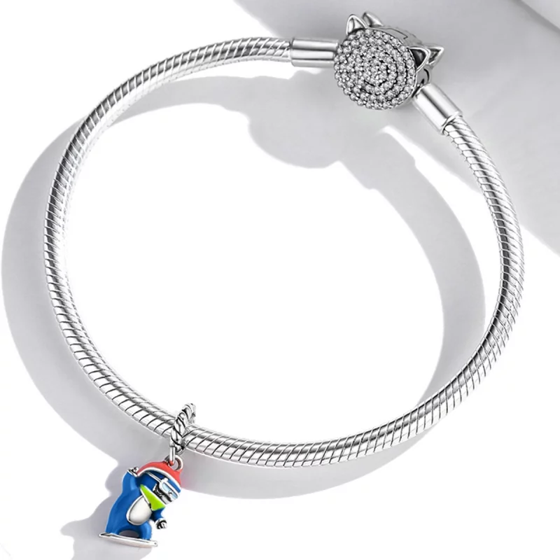 (image pour) Pendentif à breloque style Pandora avec pingouin de ski - SCC2003 - Afficher 3
