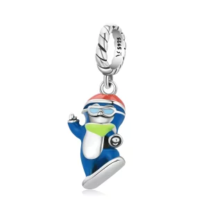 (image pour) Pendentif à breloque style Pandora avec pingouin de ski - SCC2003