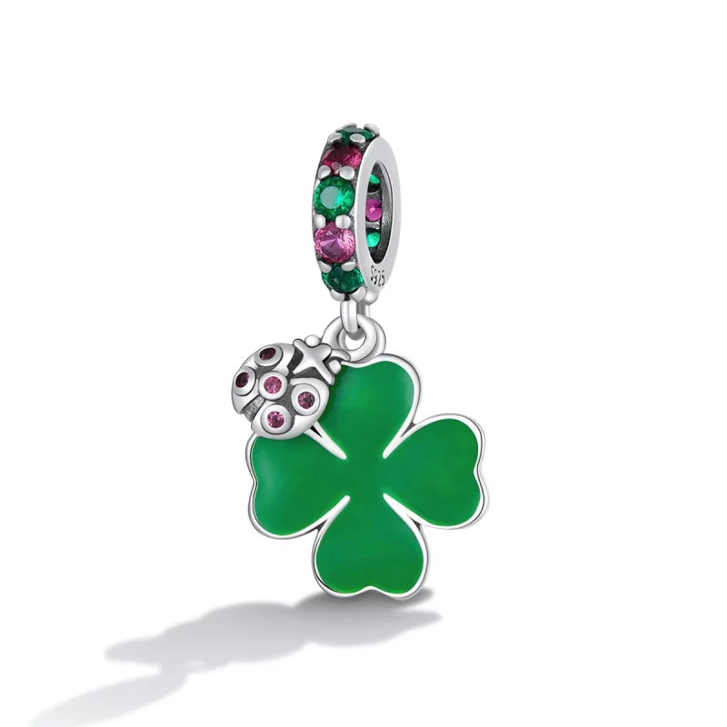 (image pour) Pendentif à breloque trèfle à quatre feuilles et coccinelle de style Pandora - S - Afficher 2