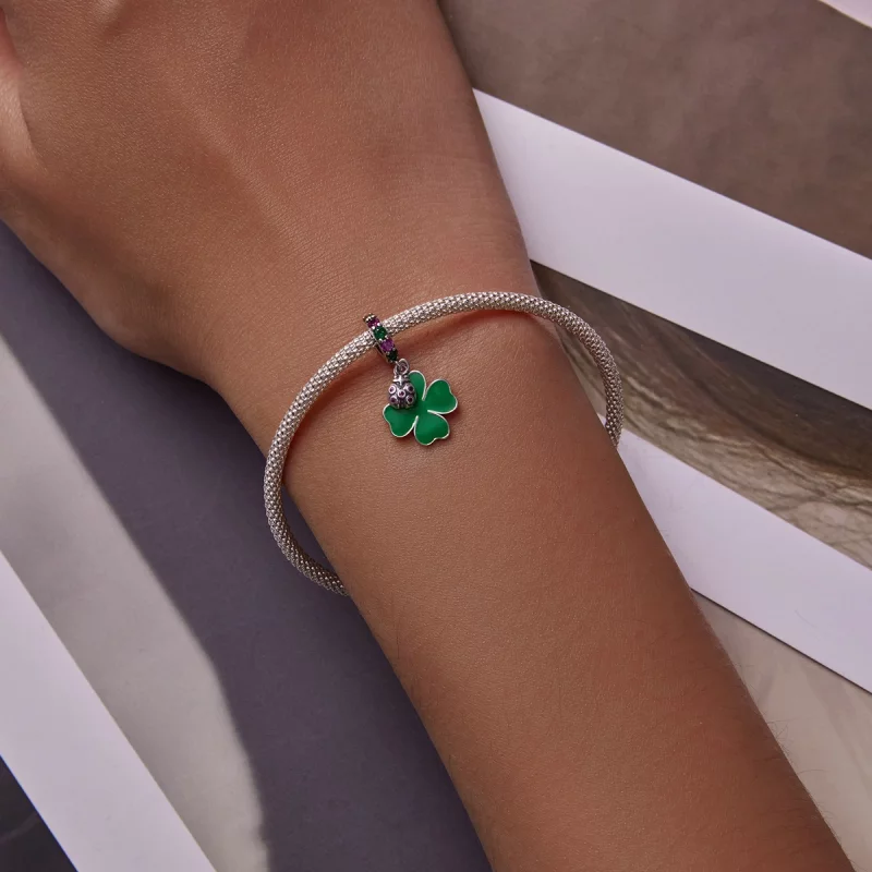 (image pour) Pendentif à breloque trèfle à quatre feuilles et coccinelle de style Pandora - S - Afficher 5
