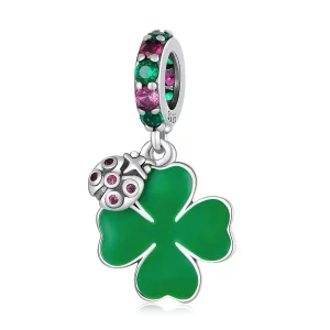 (image pour) Pendentif à breloque trèfle à quatre feuilles et coccinelle de style Pandora - SCC2187