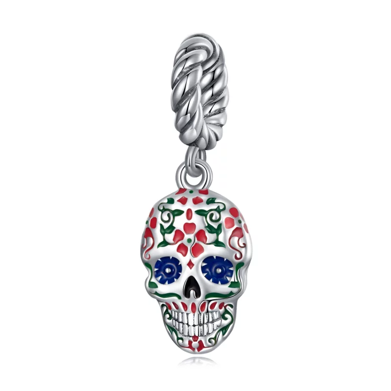 (image pour) Pendentif à charms style Pandora avec crâne - SCC2361